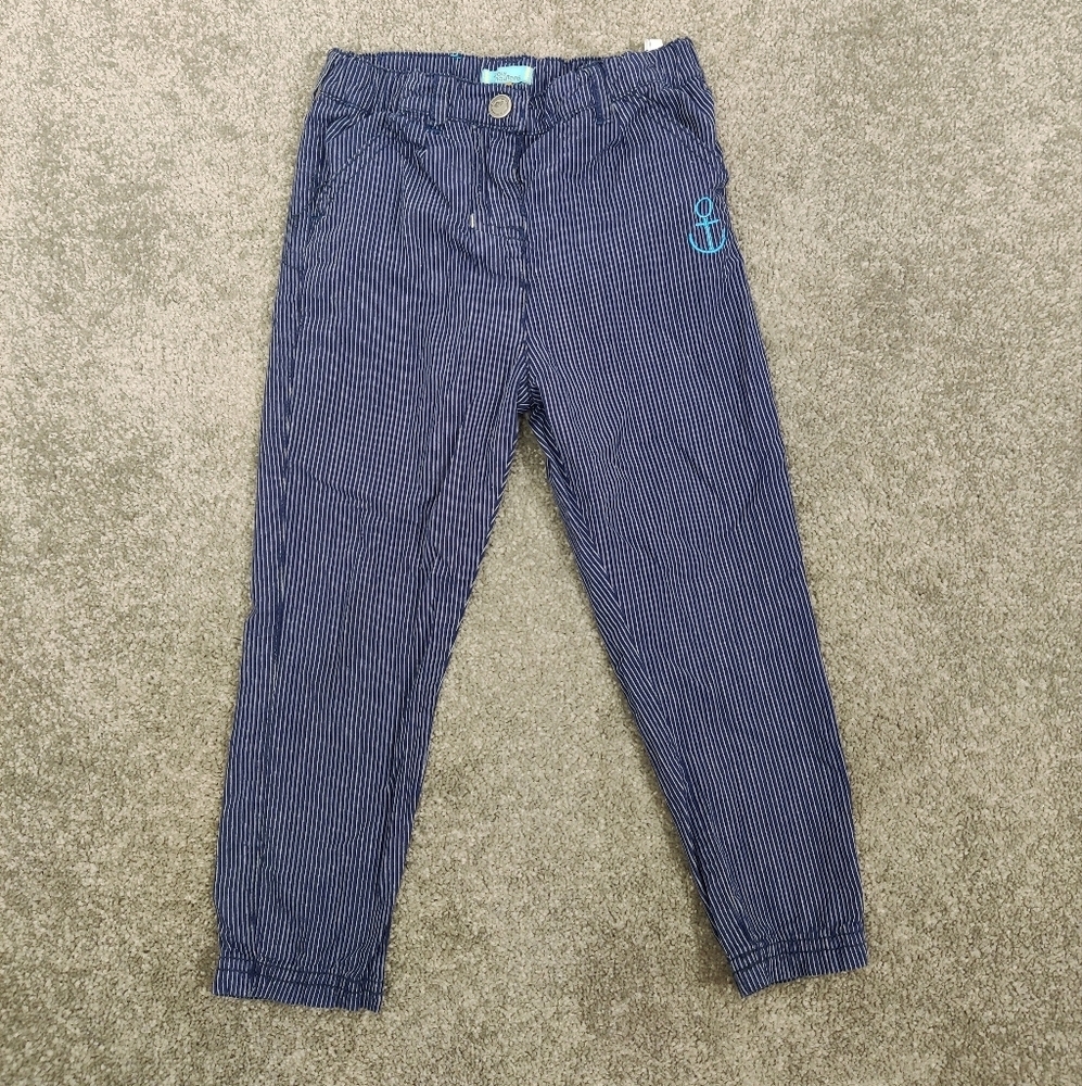 Trois Moutons Boys Denim Looking Pinstriped Dress Pants Size 3T Blue 100% Cotton